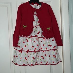 Cute Gymboree cherry dress with matching cardigan 5T